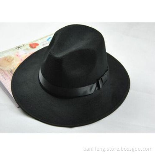 Cool, Wide Brimmed Fedoras, Autumn, Winter, Black Men Woolen Cap, Unisex Dance CapNew